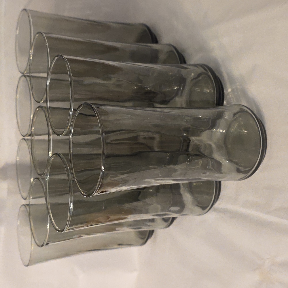 Set of Libbey Smoke Gray Optic Swirl 12oz Tumblers